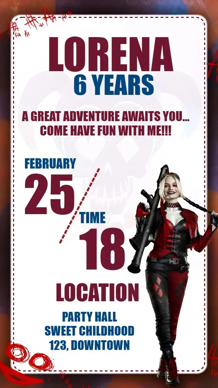 Harley Quinn Joker invitation