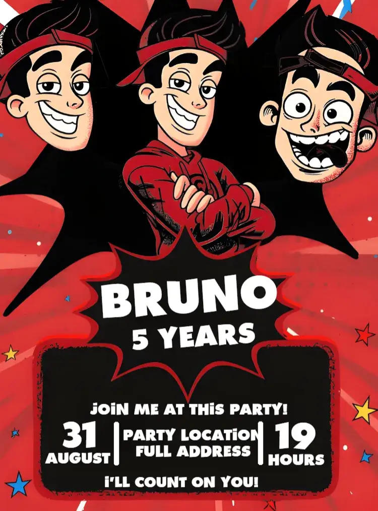 Invitation Enaldinho Stars – Most searched for theme modern, gamer, colorful, playful, fun