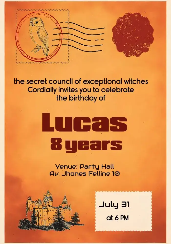 Harry Potter Hogwarts invitation