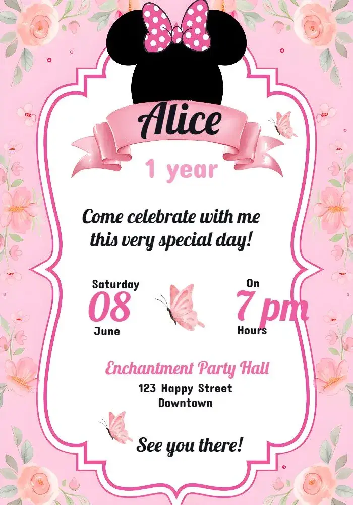 Minnie Mouse Black invitation