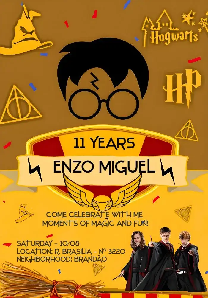 Invitation Harry Potter Party – Most searched for theme magician, wizard, fantasy, colorful, youthful