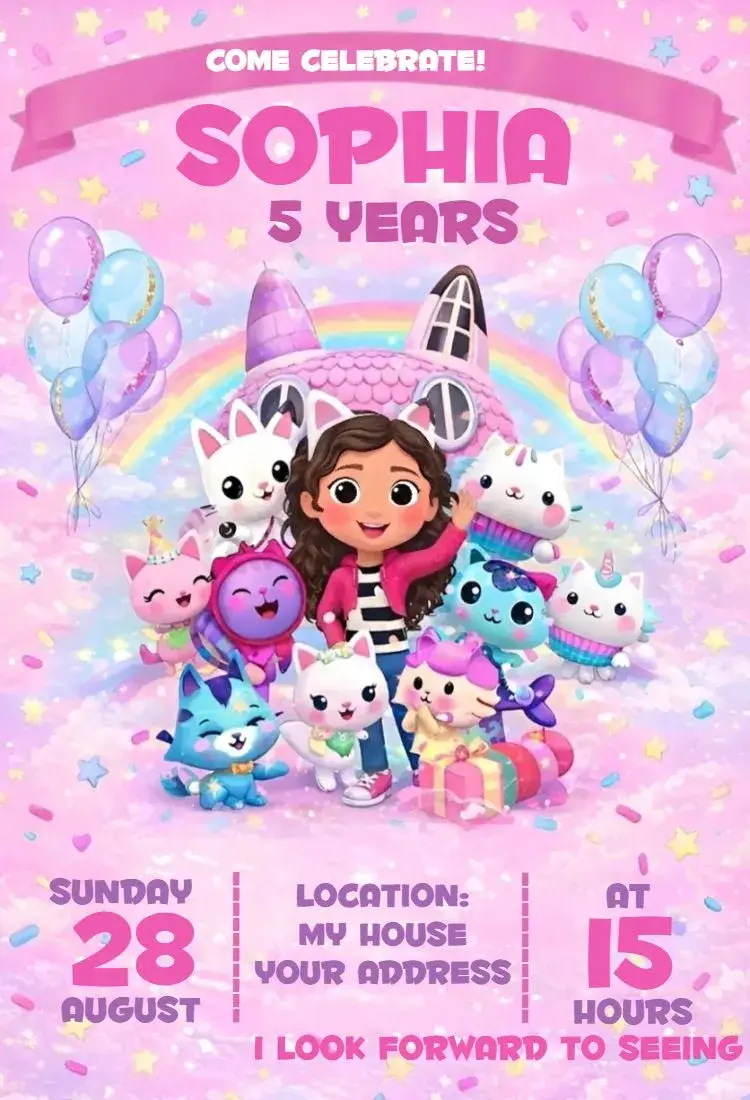 Invite The Magical House of Gabby 7 editable and customizable