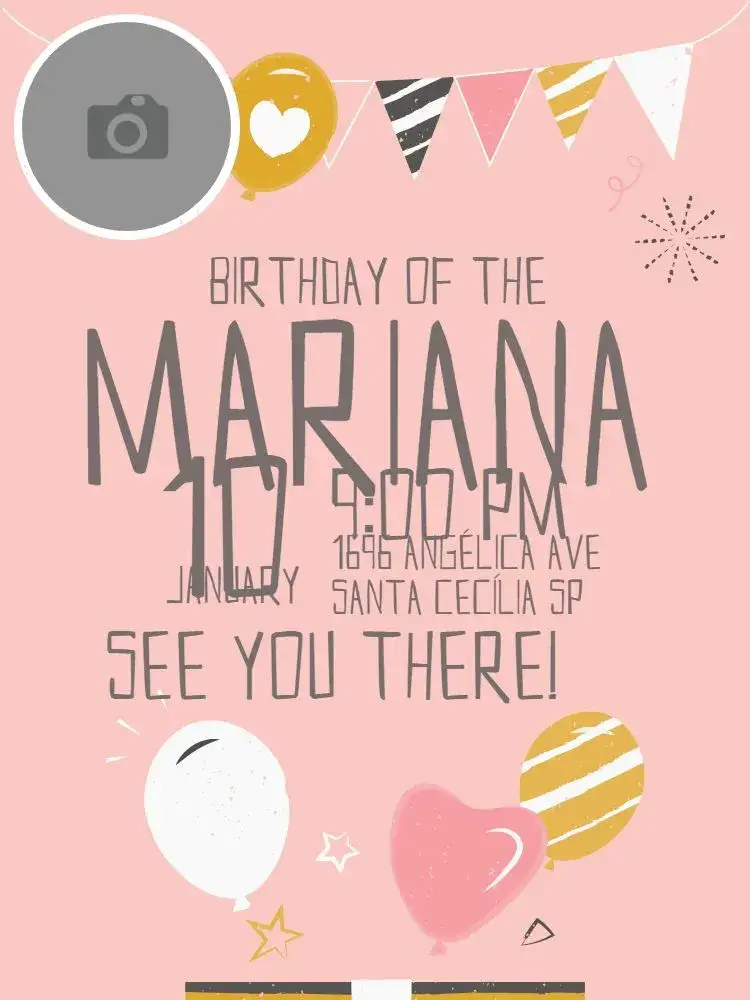 Invitation Digital – Kids' Birthday Party theme pink, childish, festive, colorful, bright, fun