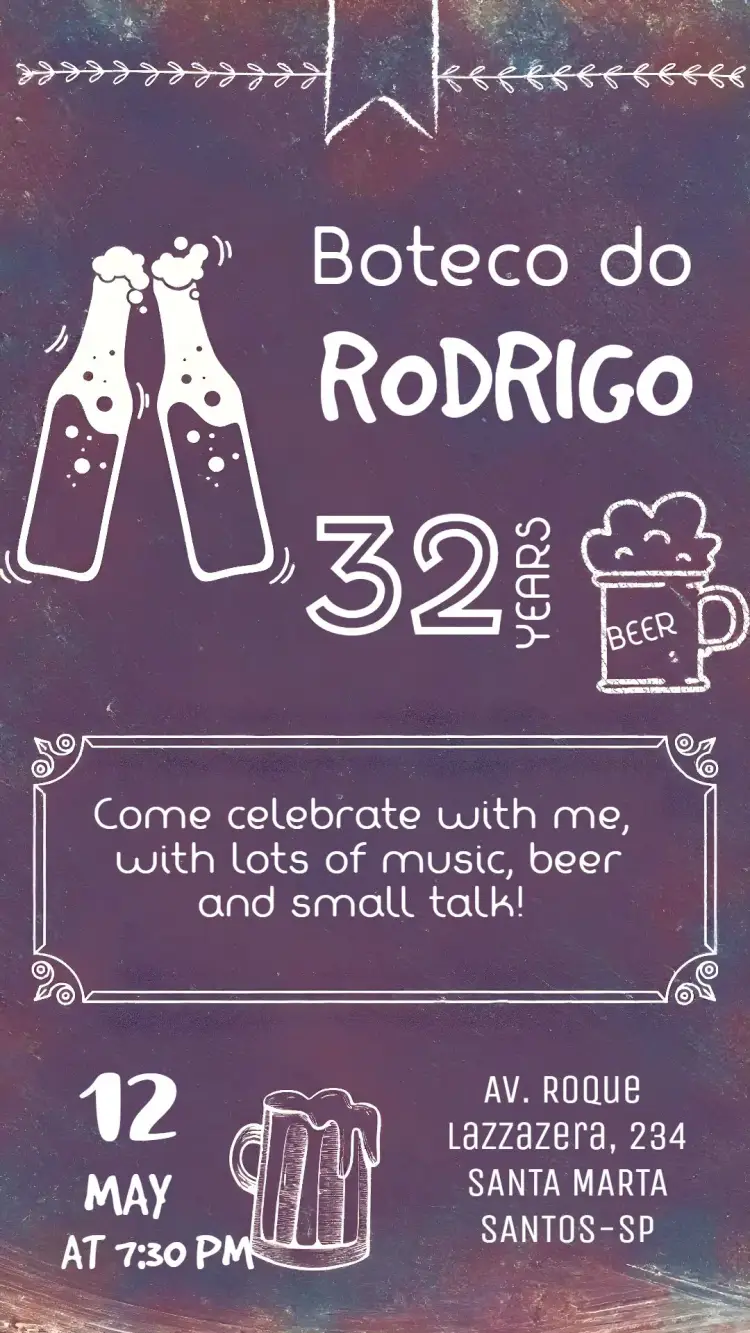 Invite Boteco Chalkboard Black editable and customizable