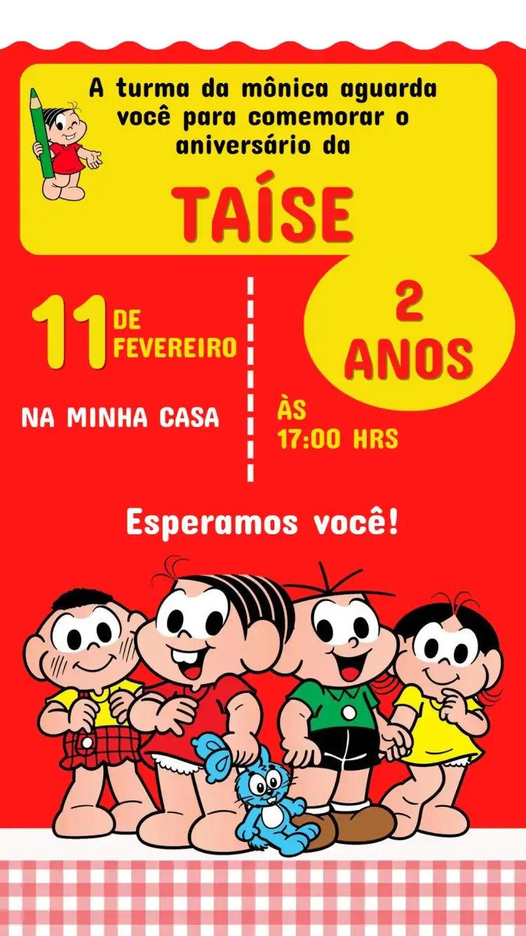 Editable and Personalized Digital Monica's Gang Children's Invitation