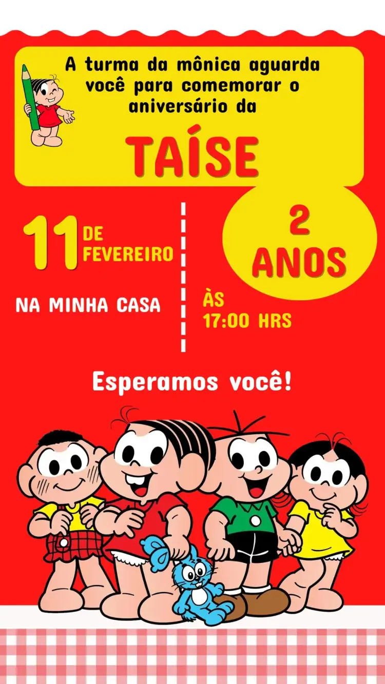 Editable and Personalized Digital Monica's Gang Children's Invitation