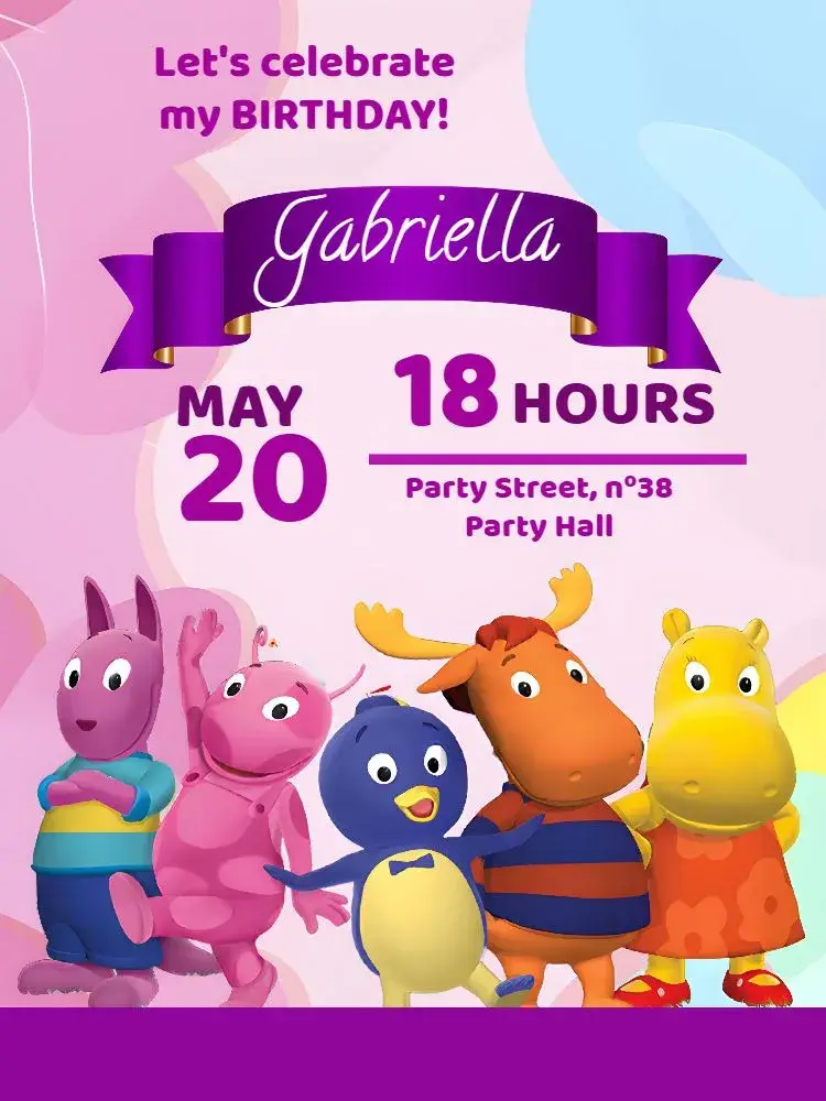 Purple Backyardigans invitation