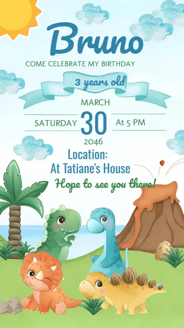 Dino Baby Watercolor invitation