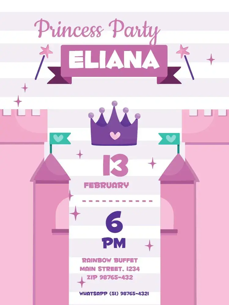Pink Children's Castle invitation