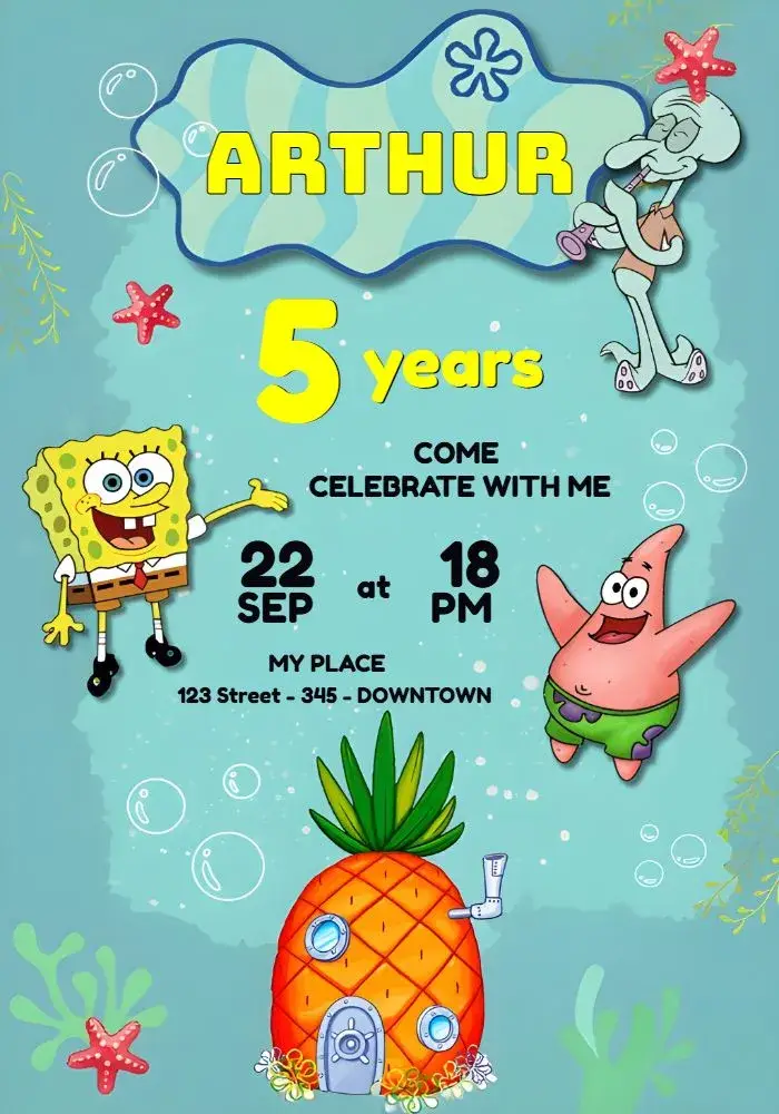 Bob SquarePants invitation