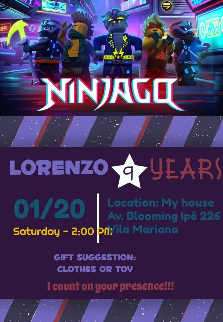 Ninjago Lego Ninja Go Game invitation