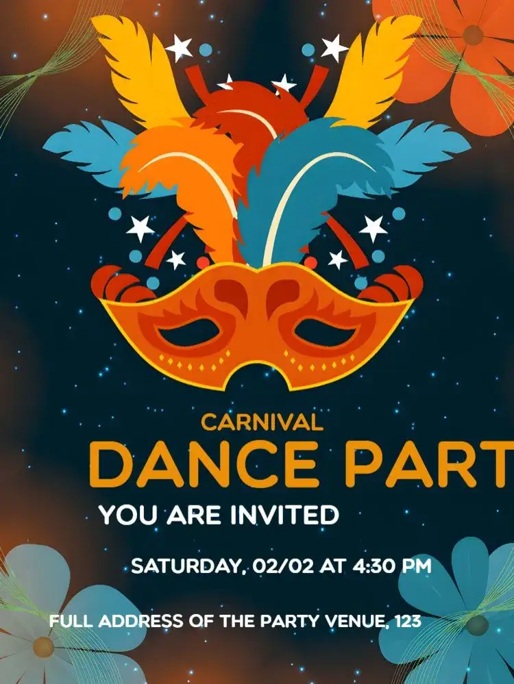 Invitation Carnival Bloquinho – Commemorative Dates theme colorful, fun, playful, festive, cheerful, tropical