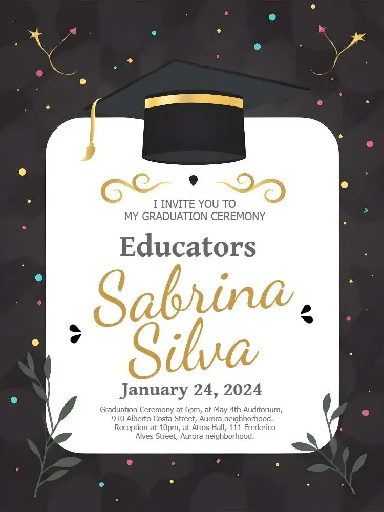 Invite White Graduation editable and customizable