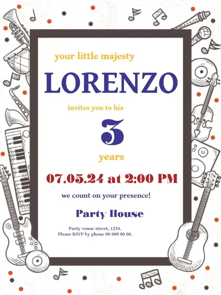 Instrumentos Musicais Blue invitation