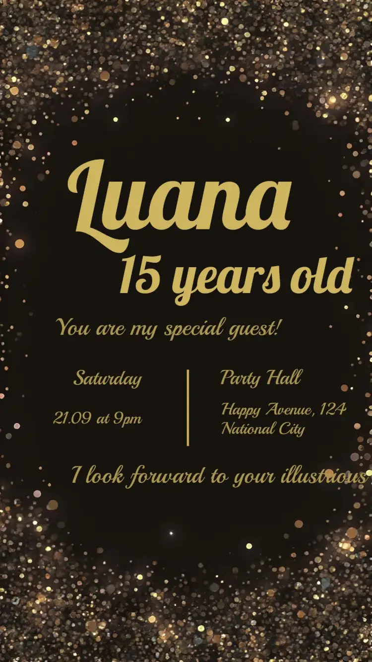 15th Glitter Elegant invitation