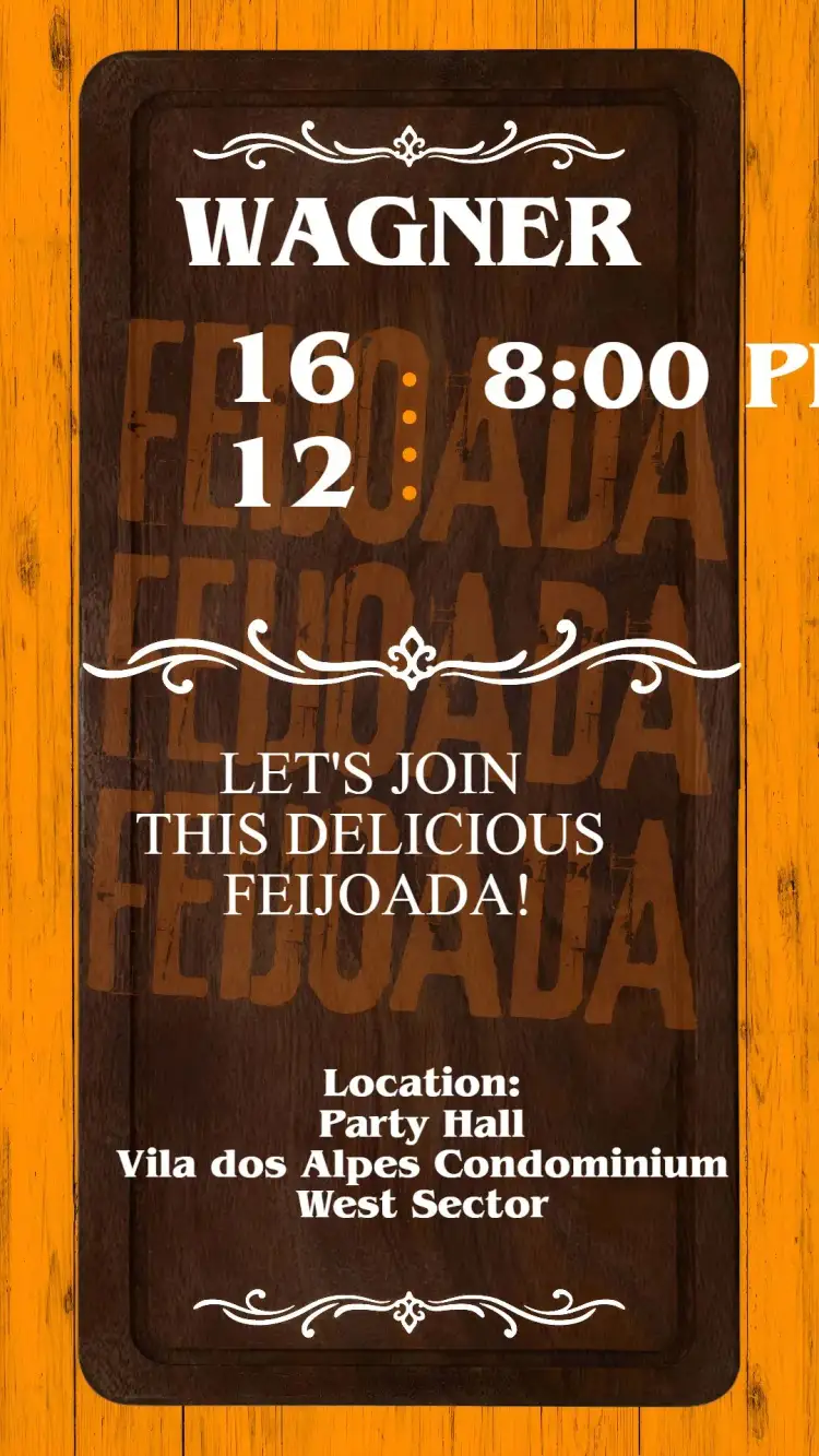 Invitation Feijoada – Birthday theme colorful, traditional, fun, vibrant, tropical, festive