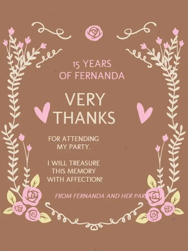 Thank You Card 15th Rustic Gratitude Presence