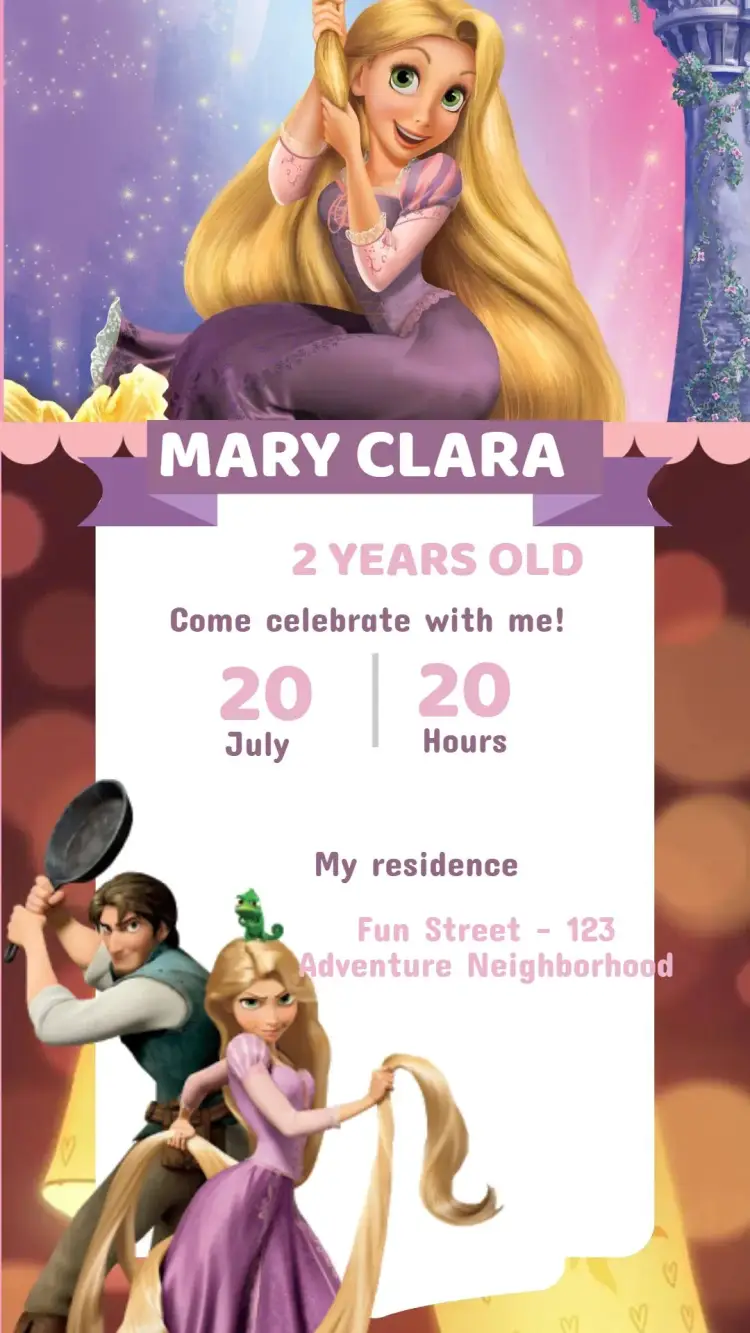 Editable and Personalized Tangled Kids Digital Invitation