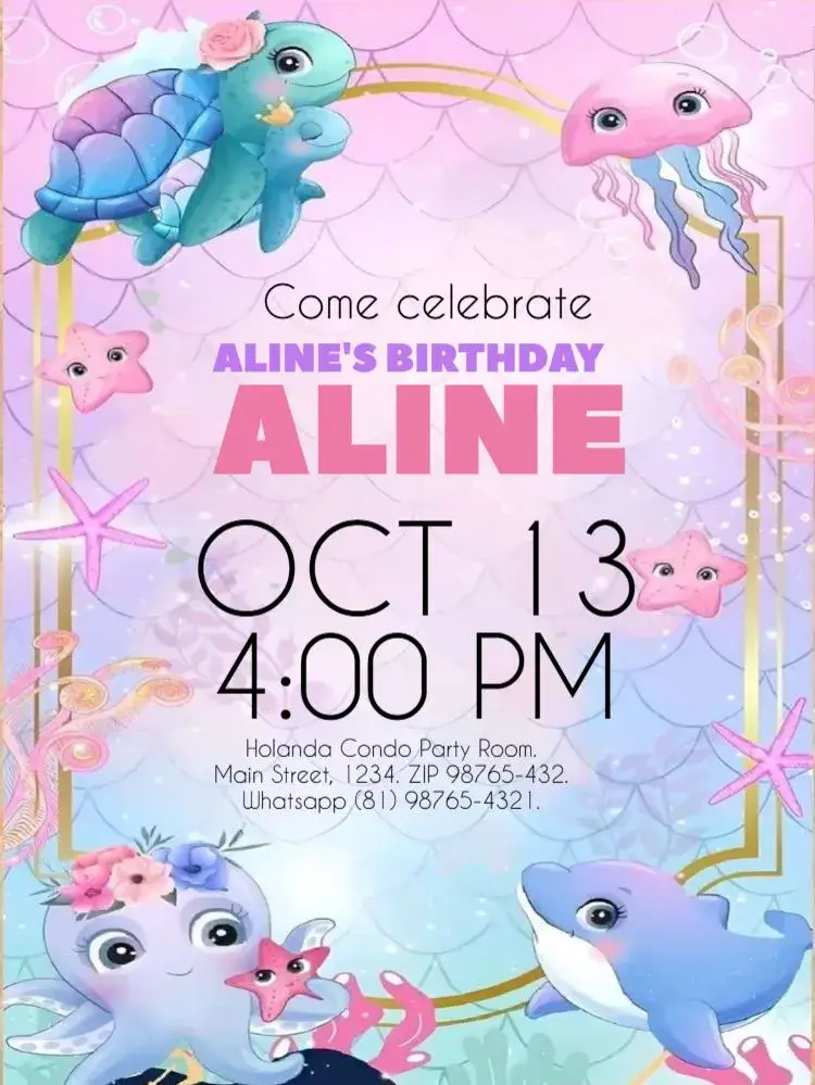 Mermaid Underwater Background to Edit invitation