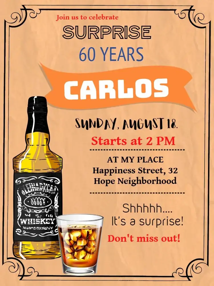 Male Whisky Drink invitation