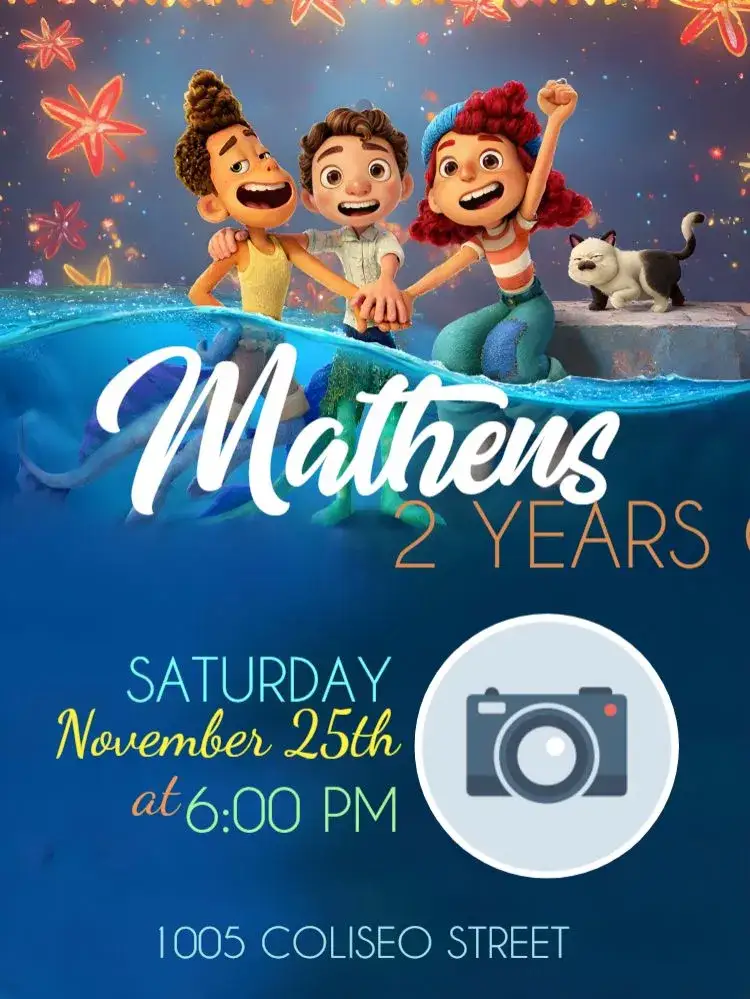 Invitation Luca With Child Photo – Birthday theme colorful, themed, playful, fun, childish, trendy