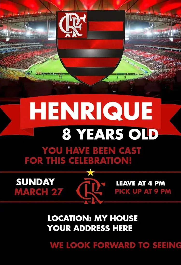 Invite Flamengo 1 editable and customizable