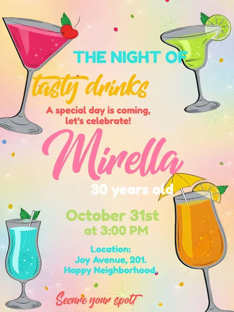 Invite Girls' Night Out Good Drinks editable and customizable