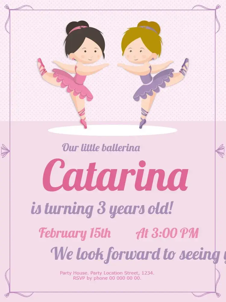 Purple Ballerina invitation