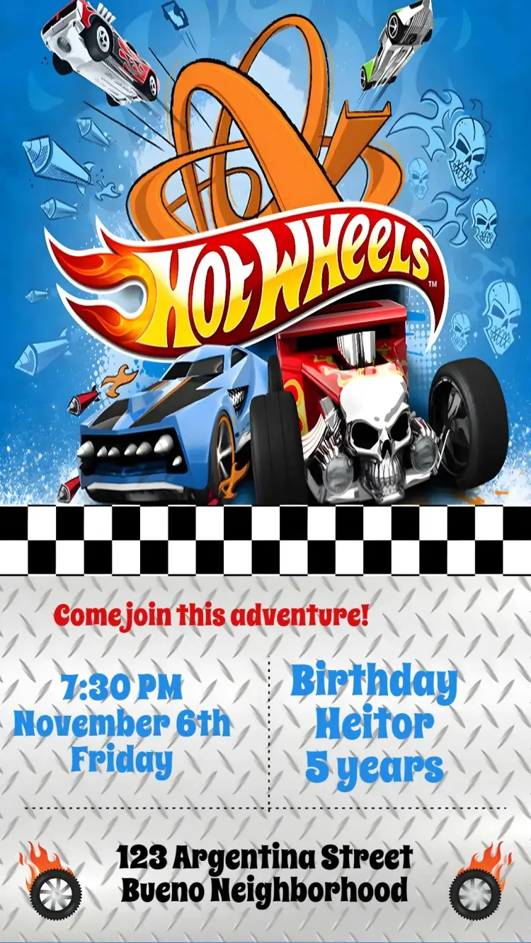 Invite Hotweels editable and customizable
