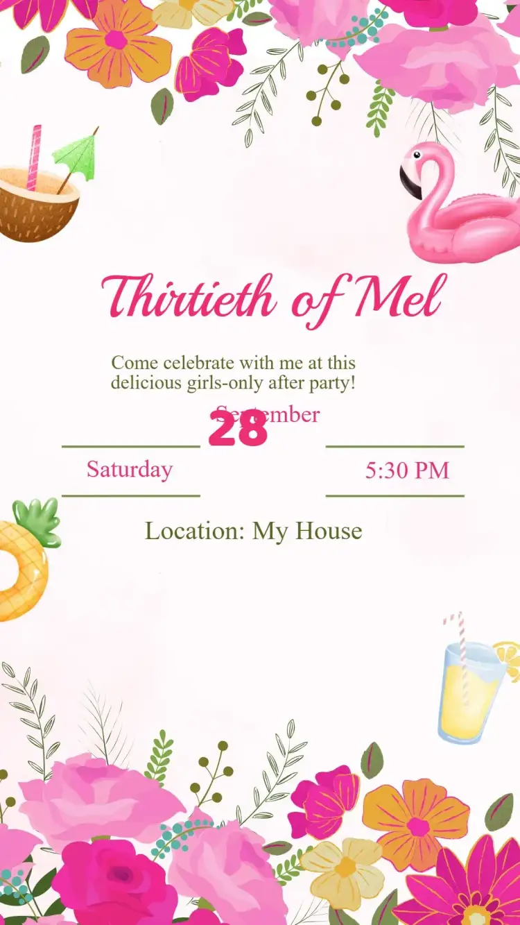 Invitation Adult Birthday Invitation Pool Party – Birthday theme colorful, tropical, modern, relaxed, summer, vibrant