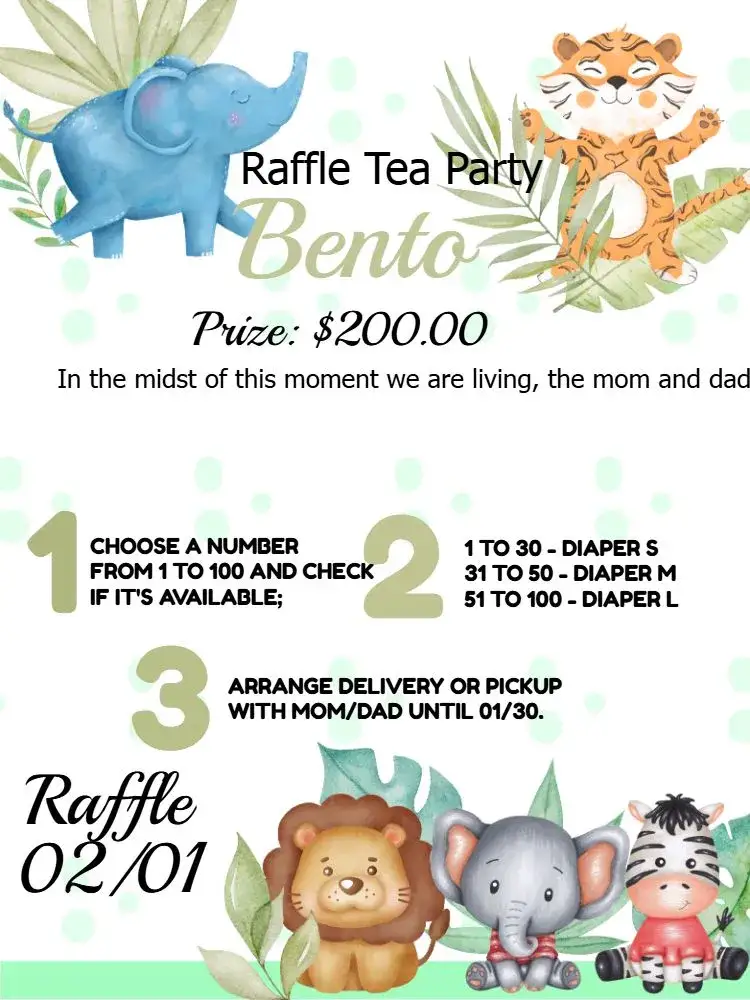 Invitation Safari Animals Raffle Tea – Raffle Tea theme safari, animals, warm colors, fun, modern, themed