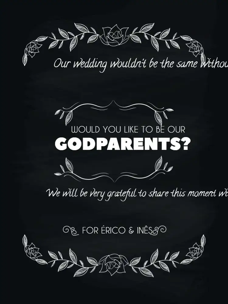 Invitation Dark and Delicate Floral Wedding Godparents Invitation – Wedding theme floral, dark, delicate, modern, elegant, chalkboard