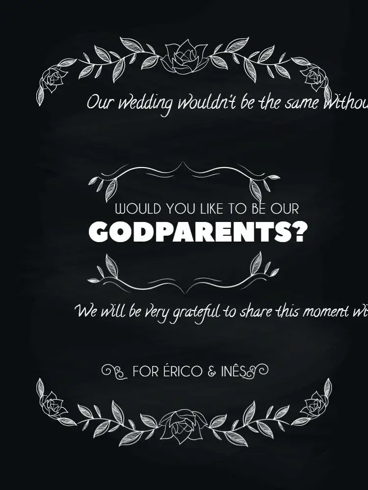 Dark and Delicate Floral Wedding Godparents Invitation