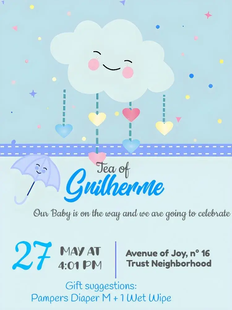 Diaper Shower Striped Love Tea invitation
