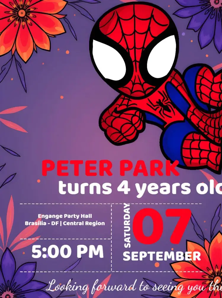 Blue Spider Man invitation