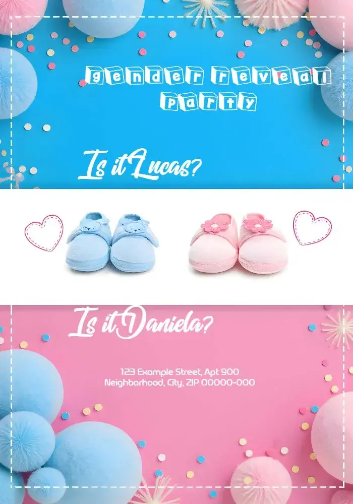 Invitation Blue Boy Or Girl Reveal Tea – Gender Reveal theme blue, modern, fun, baby illustrations, minimalist