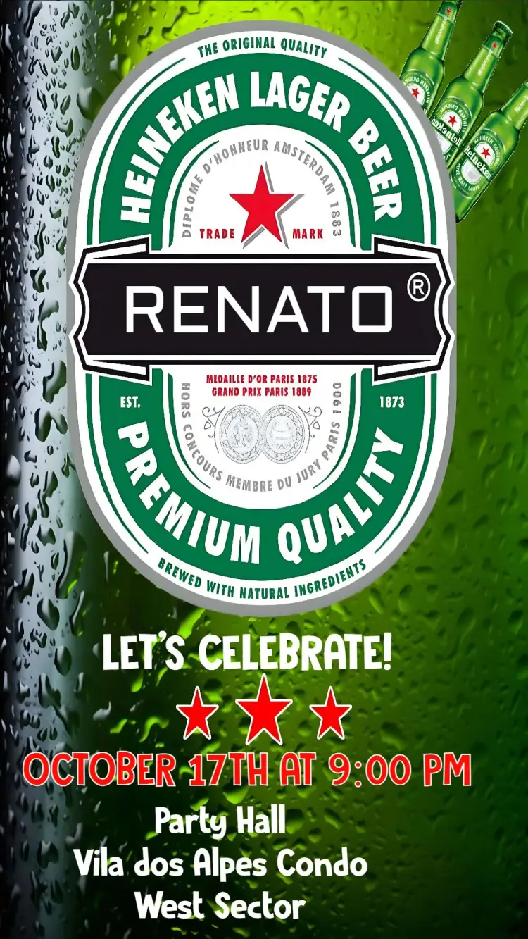 Invite Heineken editable and customizable
