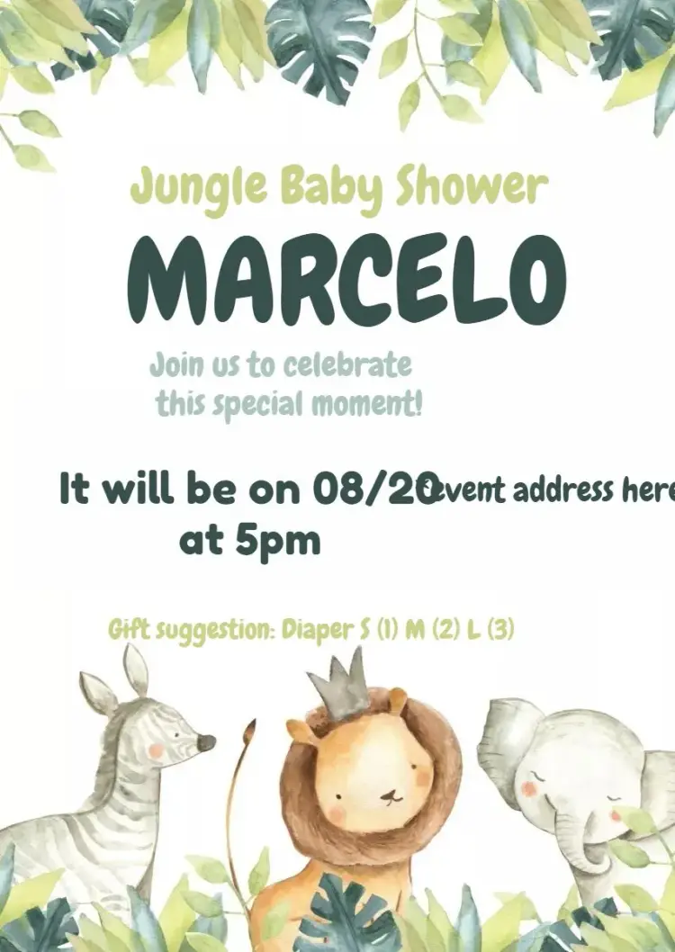 Safari Jungle Diaper Shower invitation