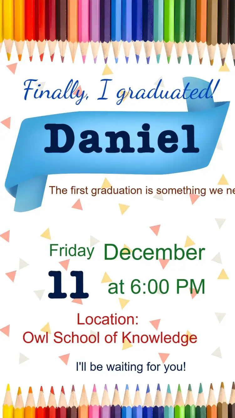 Invitation Boy's Graduation – Graduation theme colorful, modern, school-themed, festive, fun, youthful