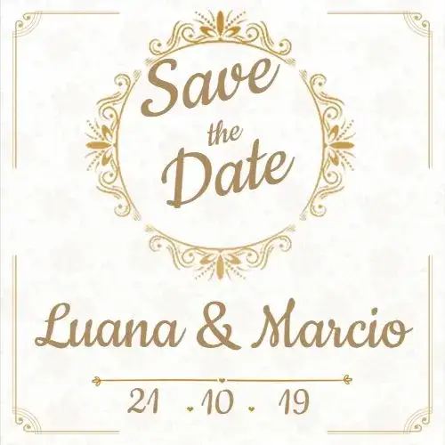 Invitation Classic Save The Date With Initials ā Wedding theme elegant, romantic, golden, classic, delicate, arabesque