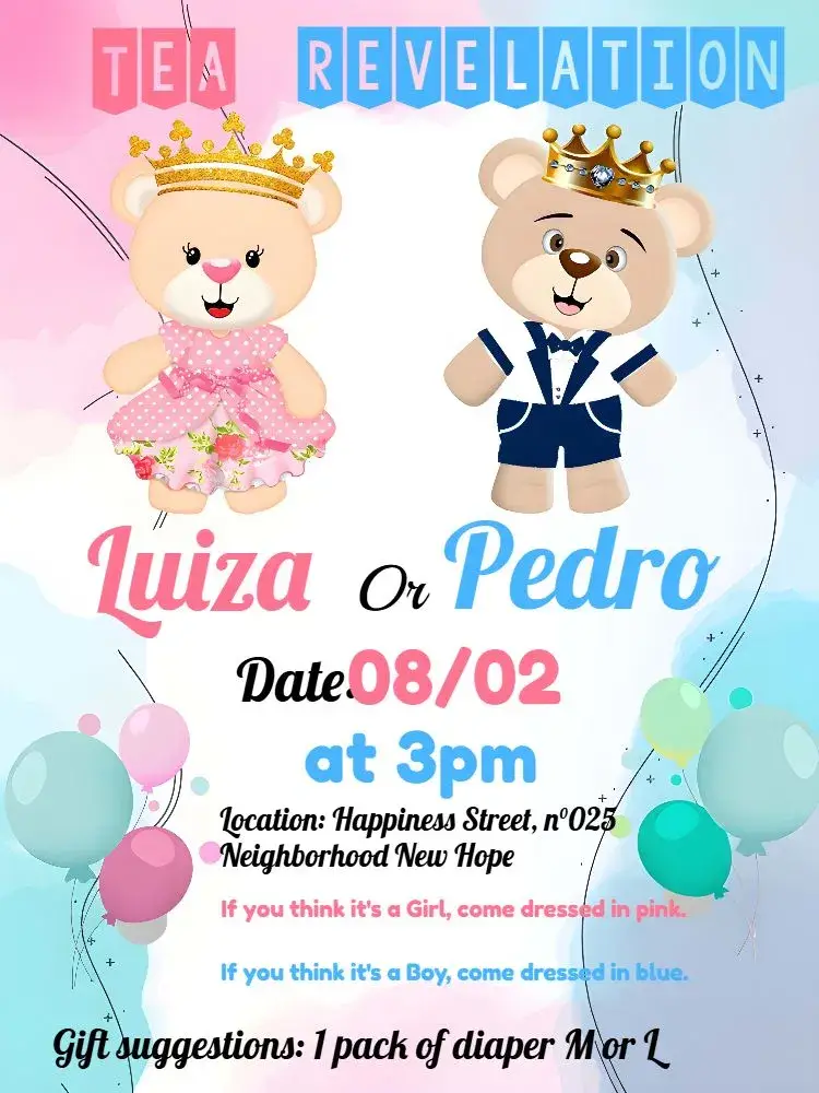 Teddy Bears Royalty Baby Bears Gender Reveal invitation