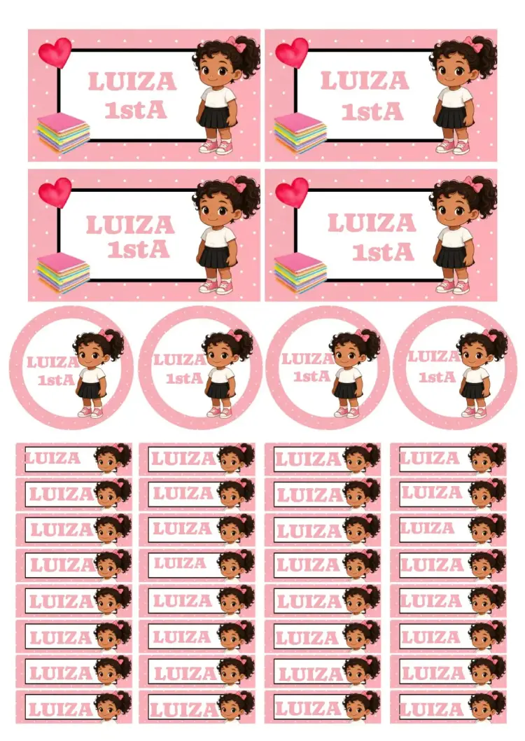 School label girl student mascot invitation