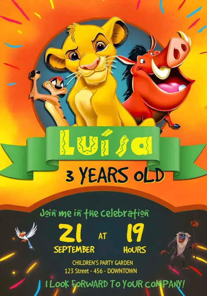 The Lion King Timon invitation