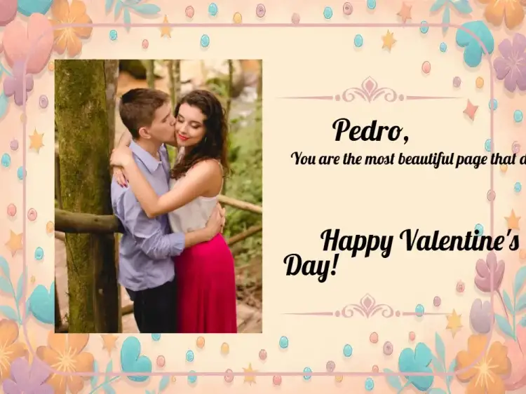 Invitation Valentine's Day Card With Photo Leaves – Commemorative Dates theme floral, romantic, modern, elegant, colorful