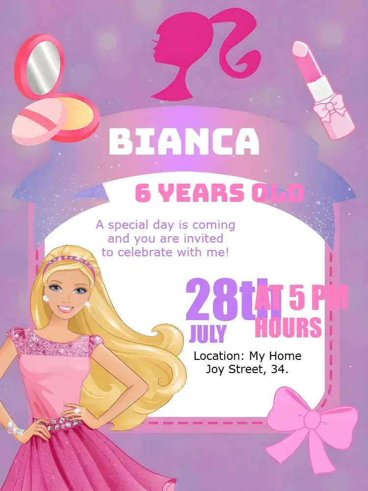 Barbie Glitter Animated invitation