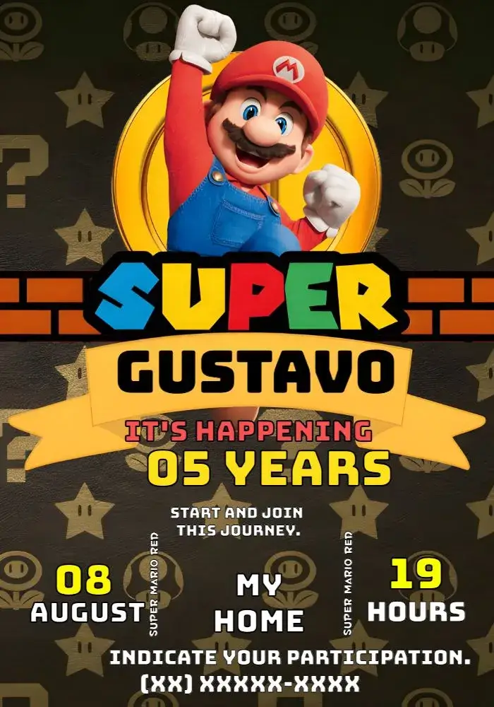 Red Super Mario invitation