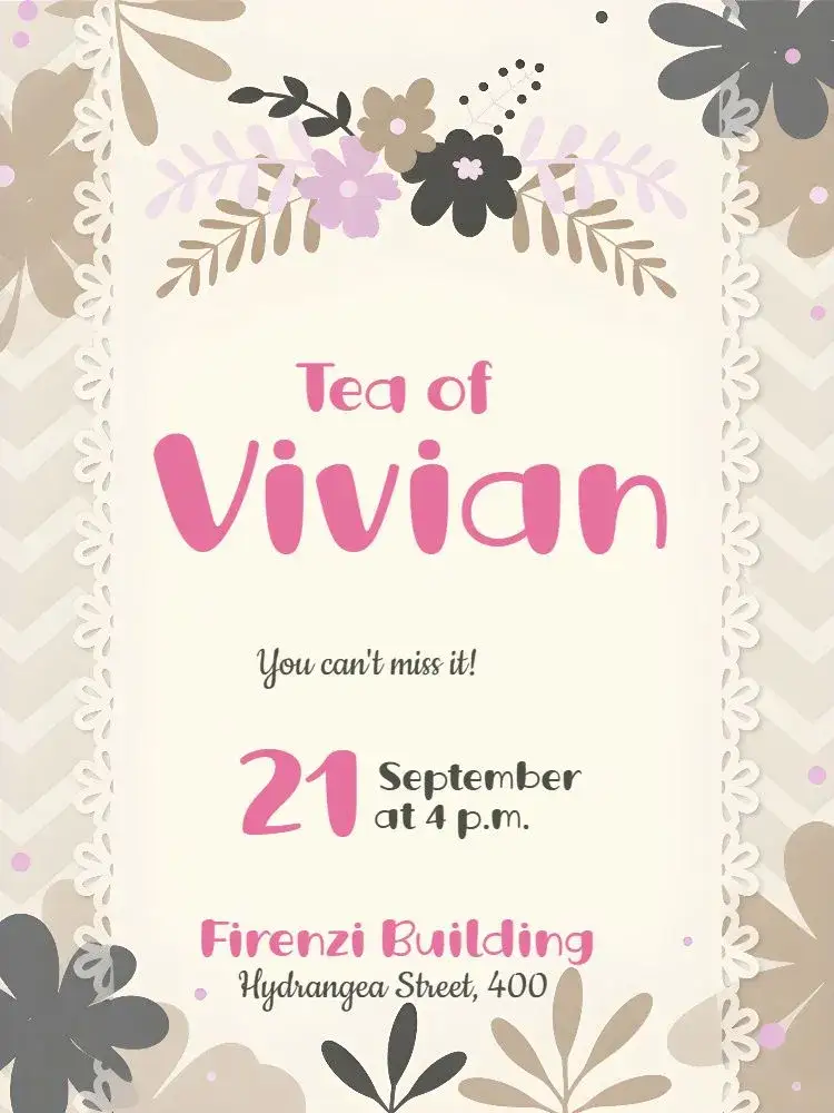 Invitation Pink New Home Tea – Bridal Shower theme floral, delicate, pink, modern, feminine, romantic
