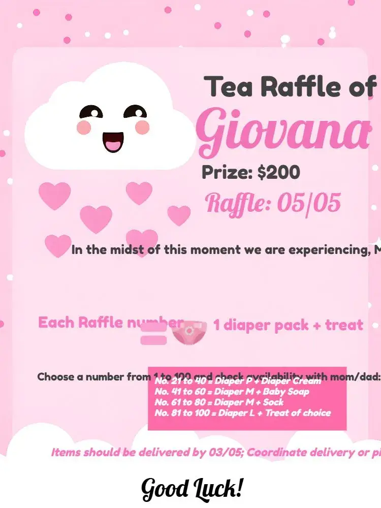 Tea Raffle Rain of Love Girl invitation