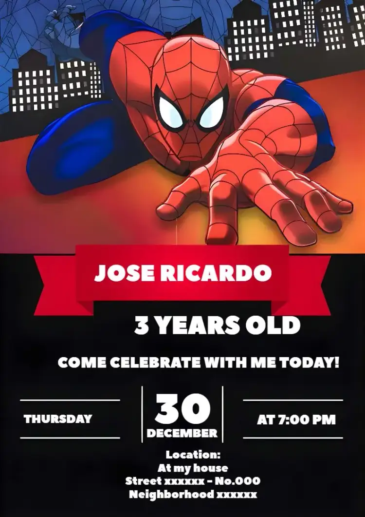 Invitation Spider Man Man – Most searched for theme colorful, modern, themed, lively, youthful