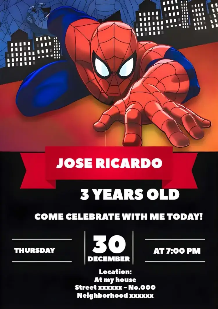 Spider Man Man invitation